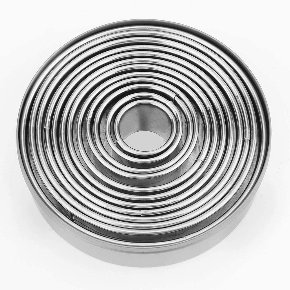 12 Pieces Round Cookie Biscuit Cutter Set,Graduated Circle Pastry Cutters,18/8 Stainless Steel Cookie Cutters and Donut Cutter Ring Molds