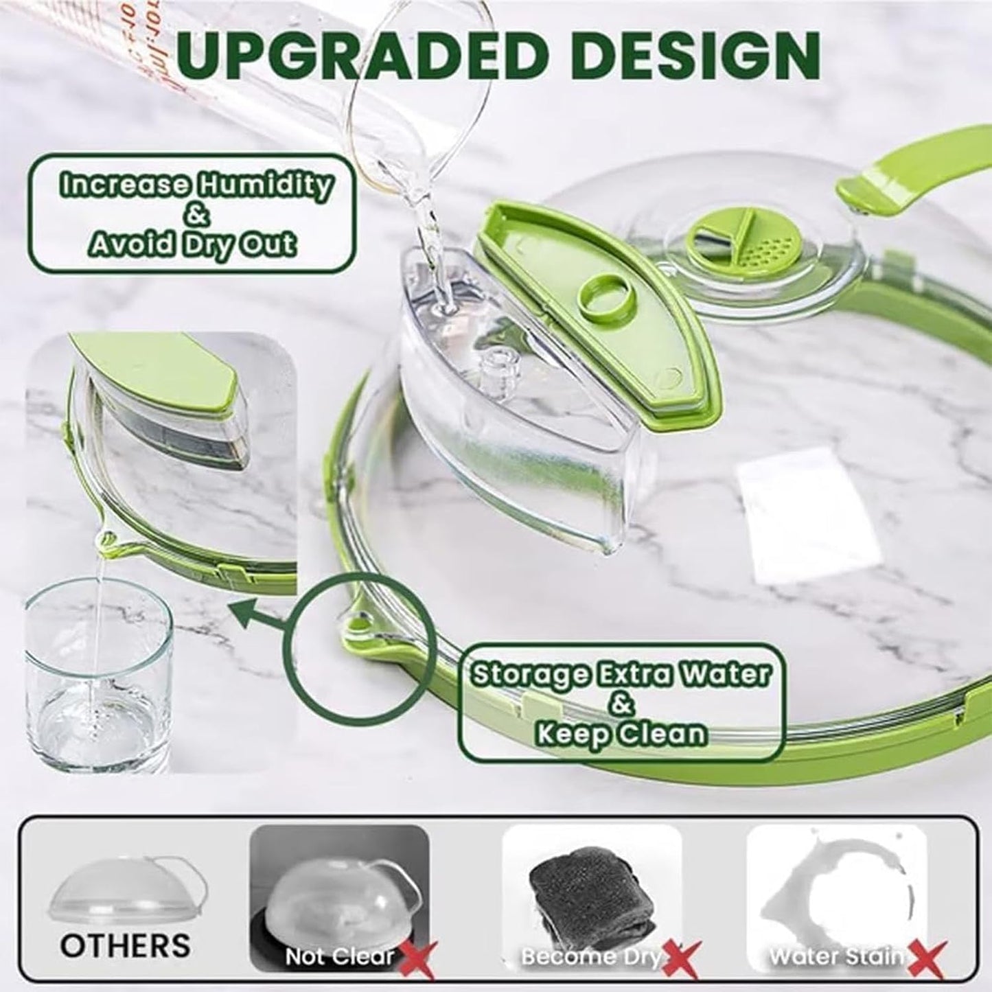 Steam And Reheat Microwave Cover, Microwave Splatter Cover, 2-In-1glass Microwave Cover For Food, Adjustable Steam Hole, Food Water Storage Box, Splash-Proof Design For Cooking (B)