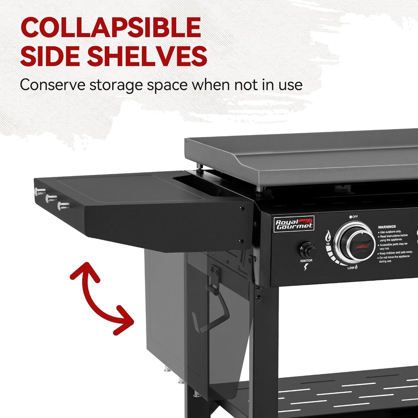 Royal Gourmet GB3000H 3 Burner Propane Gas Griddle with Foldable Side Tables, 28-Inch Flat Top Grill with 492 Sq. In. Cooking Area for Backyard and Tailgating, Black