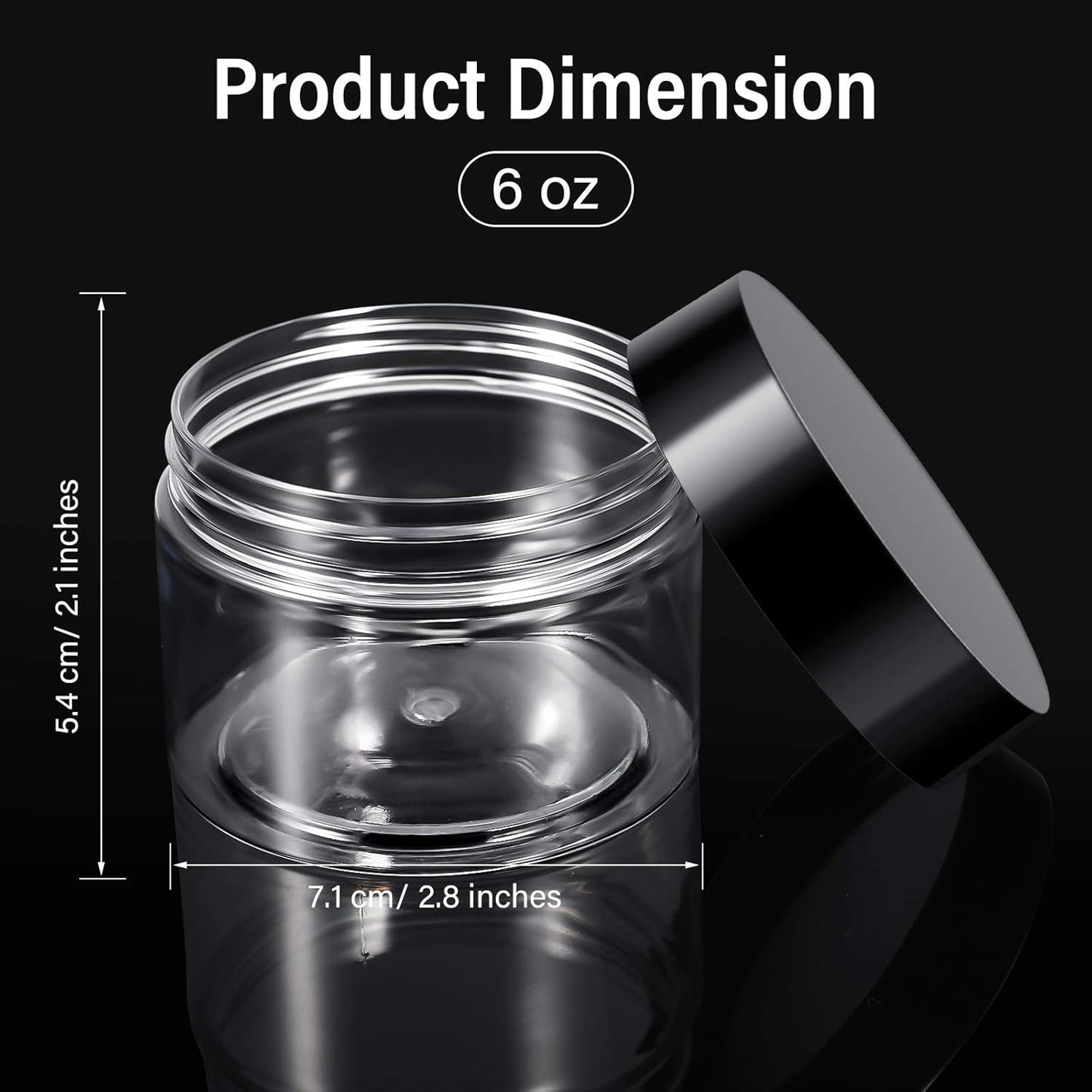 6 Pack 6 oz Plastic Jars Refillable Containers with Lids Wide-mouth Leakproof Reusable Round Empty Jars for Travel Cosmetic Dry Food Spice Cookie Candy Home Kitchen Organizing (Clear)