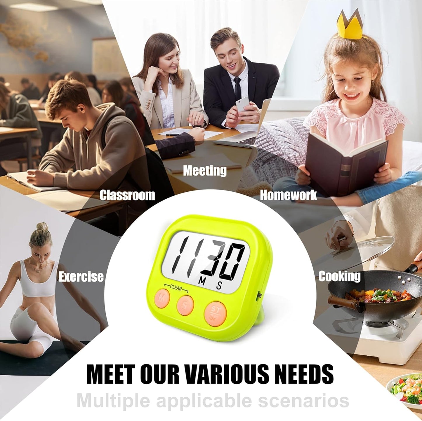 2 Pack Kitchen Timers Loud Ring Digital Timers for Cooking Magnetic Green