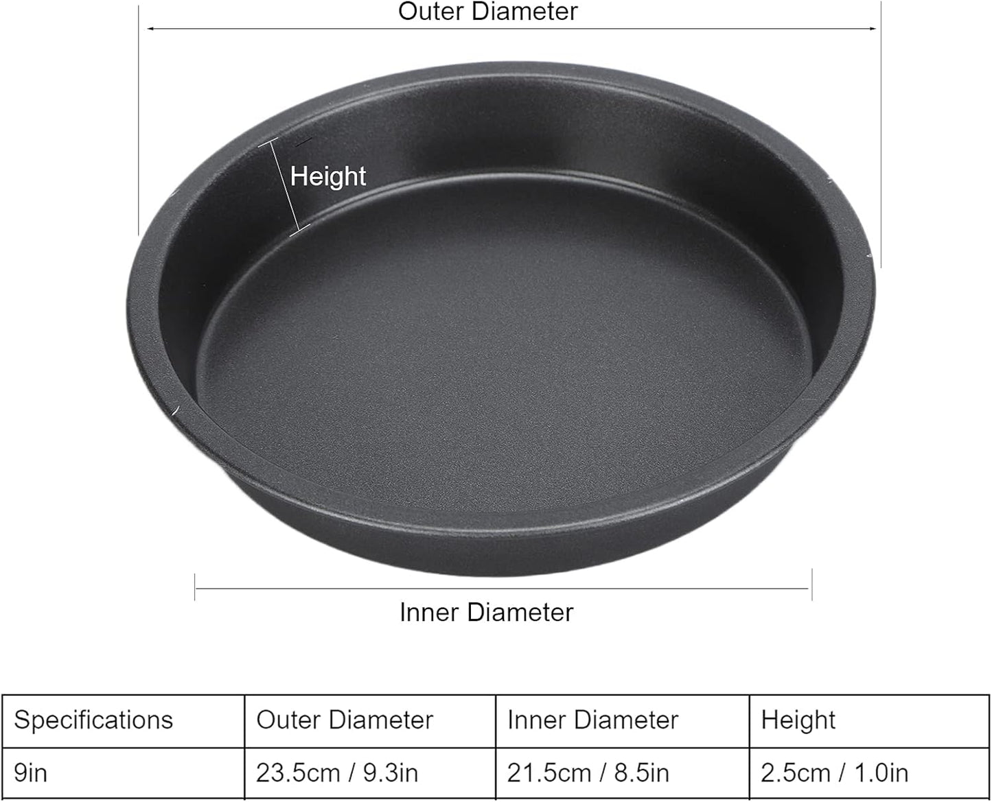 2Pcs Pizza Pan, 6in/9in/10in/12in Deep Dish Round Pizza Pan for Oven, Non Stick Thickened Carbon Steel Baking Pan for Home Kitchen, Dishwasher Safe(9in)