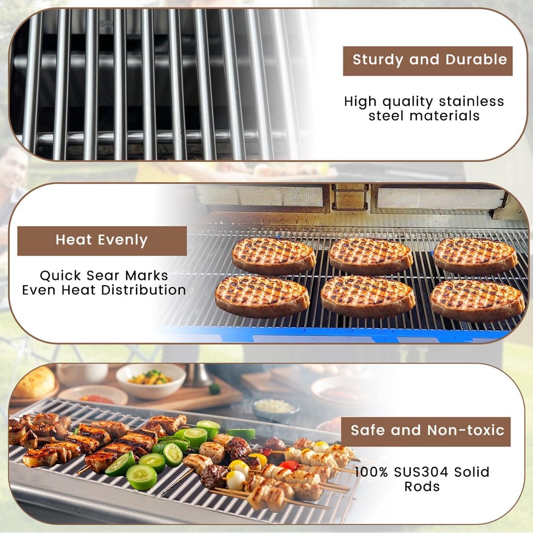 SF876C (3-Pack) 16 7/8" Stainless Steel Cooking Grid for Charbroil 463441312, 463432215 463461613 463436214 463436215 463441514 463440109 463436213 463420508