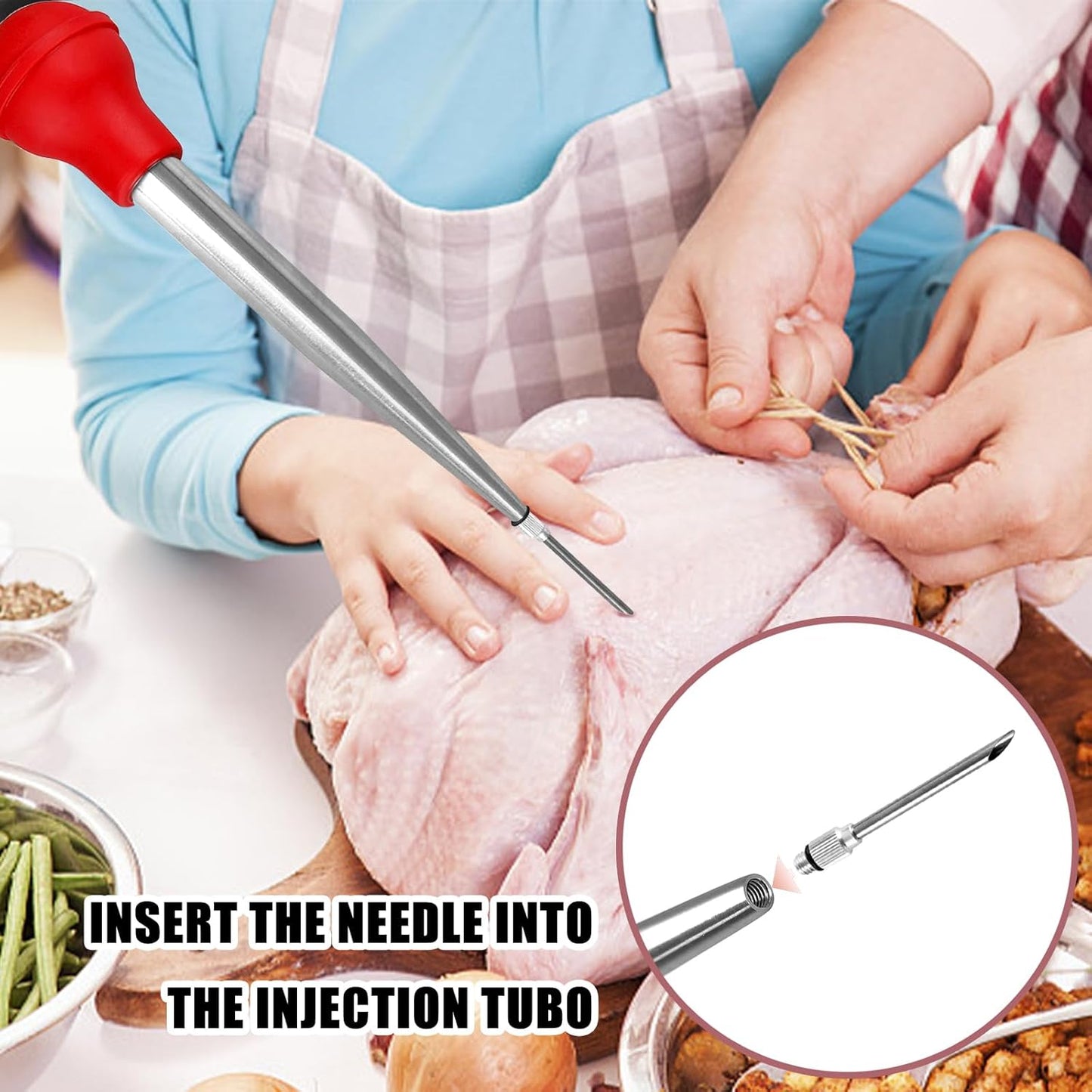 Turkey Baster for Cooking, Stainless Steel Turkey Baster Syringe, Red