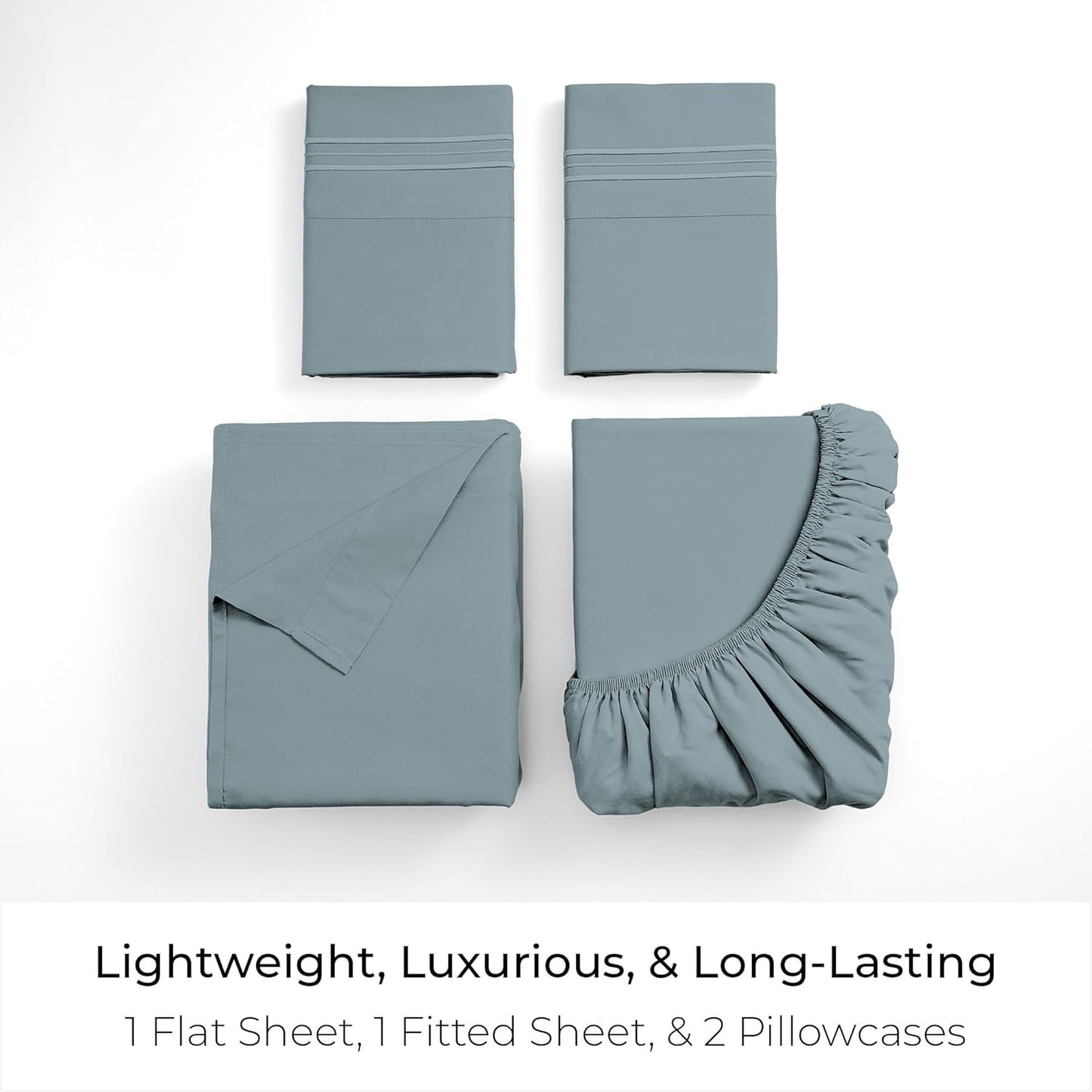 Mellanni California King Sheets Set - 4 PC Iconic Collection Bedding - Hotel Luxury, Extra Soft, Cooling Bed Sheets - Wrinkle, Fade, Stain Resistant (Cal King, Spa Blue)