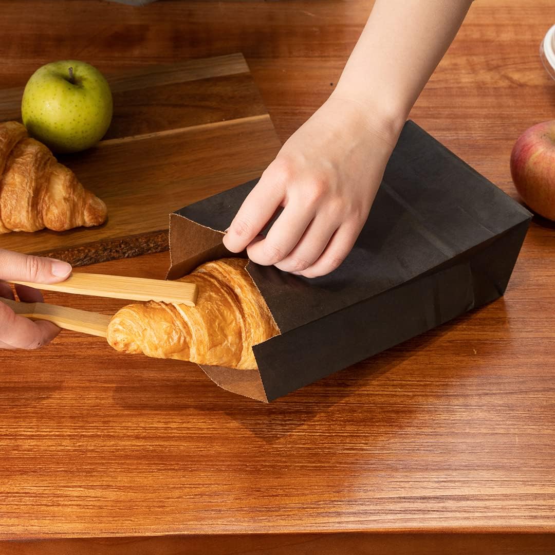Restaurantware Bag Tek 4lb Paper Bags 100 Disposable Lunch Bags - Small For Lunches Sandwiches And Snacks Black Paper Kraft Paper Bags For Shopping Party Favors Or Gifts