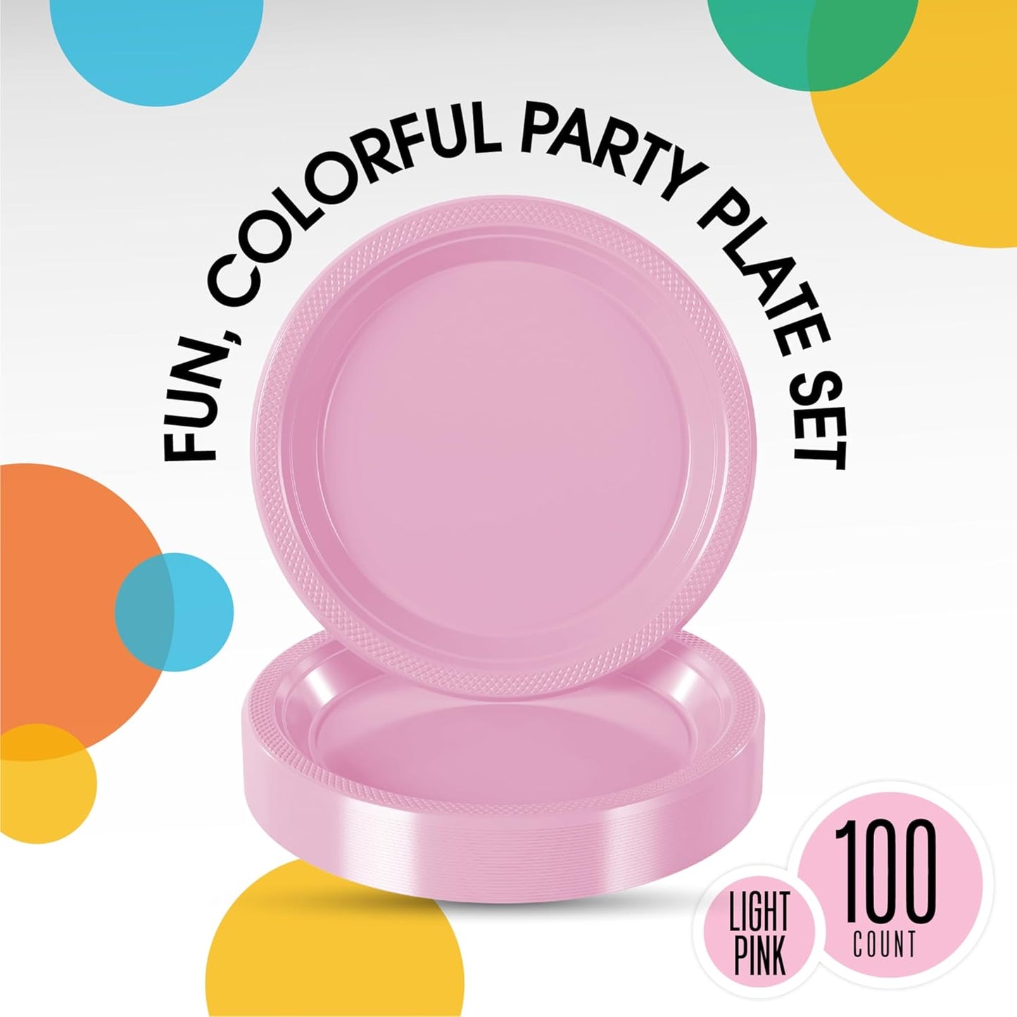 Exquisite Party Solids Pink Plastic Plates For Party 9" Pink Disposable Plates Heavy Duty Supplies 100 Pcs Plastic Dinnerware Sets Heavy Duty 350 GSM Disposable Dinnerware Set