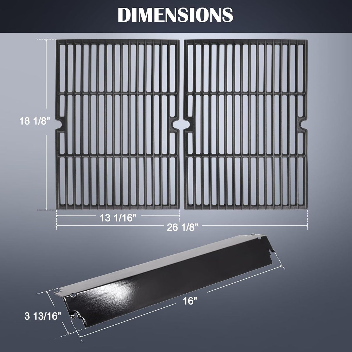 Hiorucet Grill Grates & Heat Plates for Charbroil Commercial Series 4-Burner Gas Grill Replacement Parts, Char Broil 463244011, 463247009, 463268007, 463247412, 463268008, 463268606, 463268706.