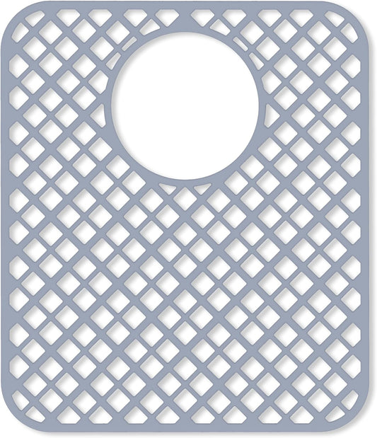2 Pack Silicone Sink Protectors for Kitchen Sink, Lozenge Pattern 13 x 11 Inches Sink Mat, Non-Slip and Durable Sink Protector Silicone, Rear Drain, Gray
