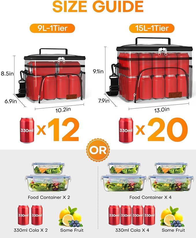 HOTOR Insulated Lunch Box for Men & Women - Leak-Proof Cooler Lunch Bag with 4 Pockets, Adjustable Strap, Ideal for Work, Picnic, Travel - Medium, Cationic Green, 10.2"×6.9"×8.5"