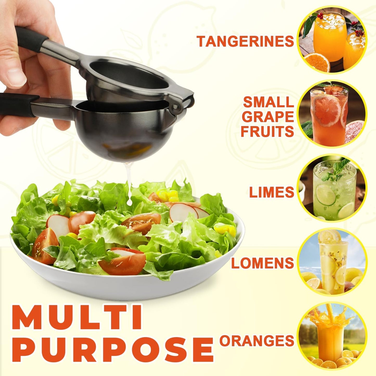 Lemon Squeezer,304 Stainless Steel Citrus Press Juicer,Non-Slip Grip Design Manual Juicer,Heavy Duty Manual Citrus Press Juicer & Lime Squeezer-Grey & Red
