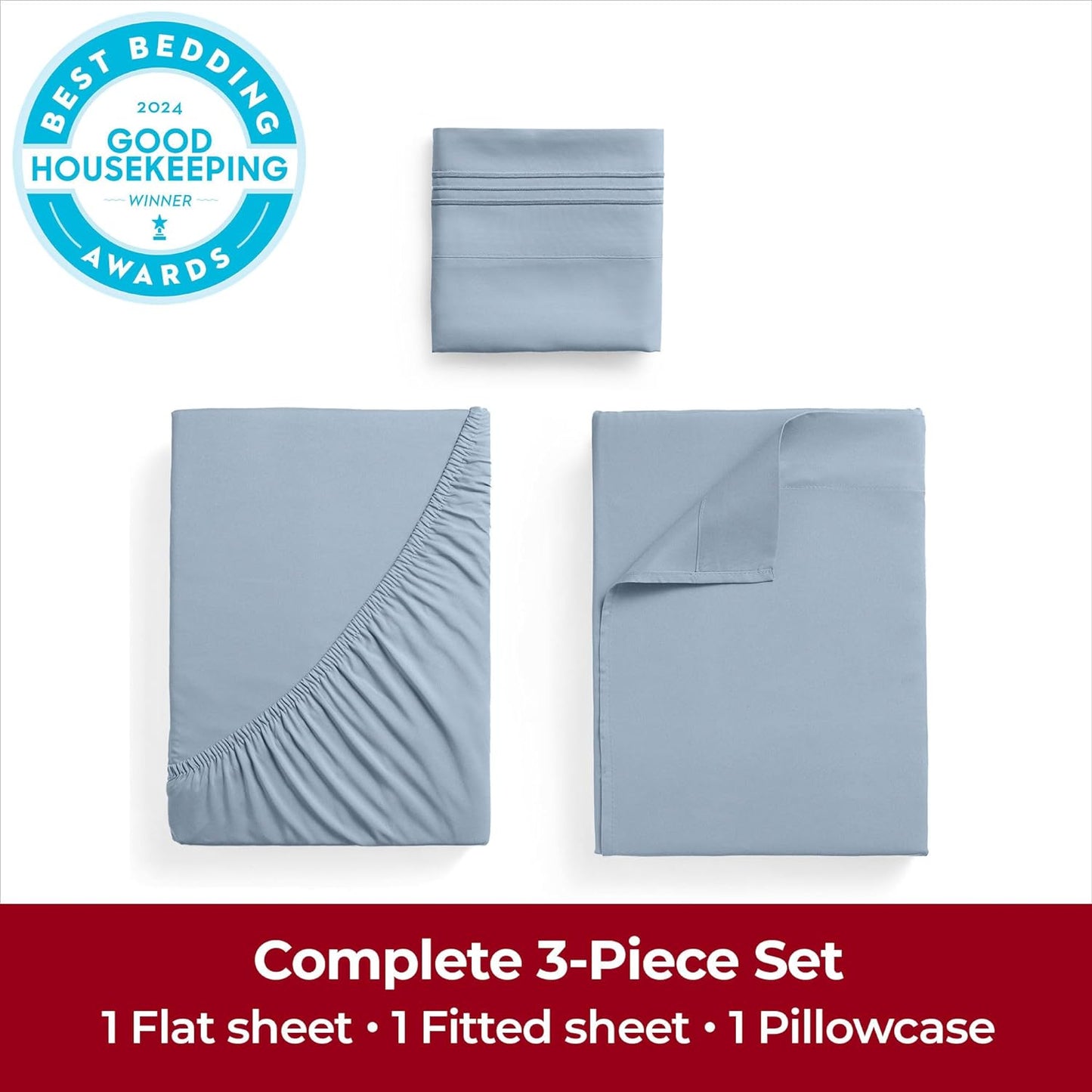 Mellanni Extra Deep Twin XL Sheets - 3 PC Iconic Collection Bedding - Luxury, Ultra Soft, Cooling Bed Sheets - Wrinkle, Fade, Stain Resistant (Twin Extra Long, Blue Hydrangea)