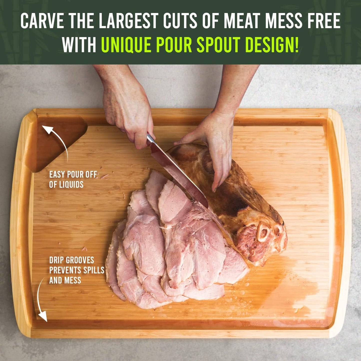 FSC® Certified Organic 30 x 20 Inch Extra Large Bamboo Cutting Board with Lifetime Replacements – 3XL Butcher Block, Oversized Carving & Charcuterie Board, Stovetop Cover for Kitchen Counter Space
