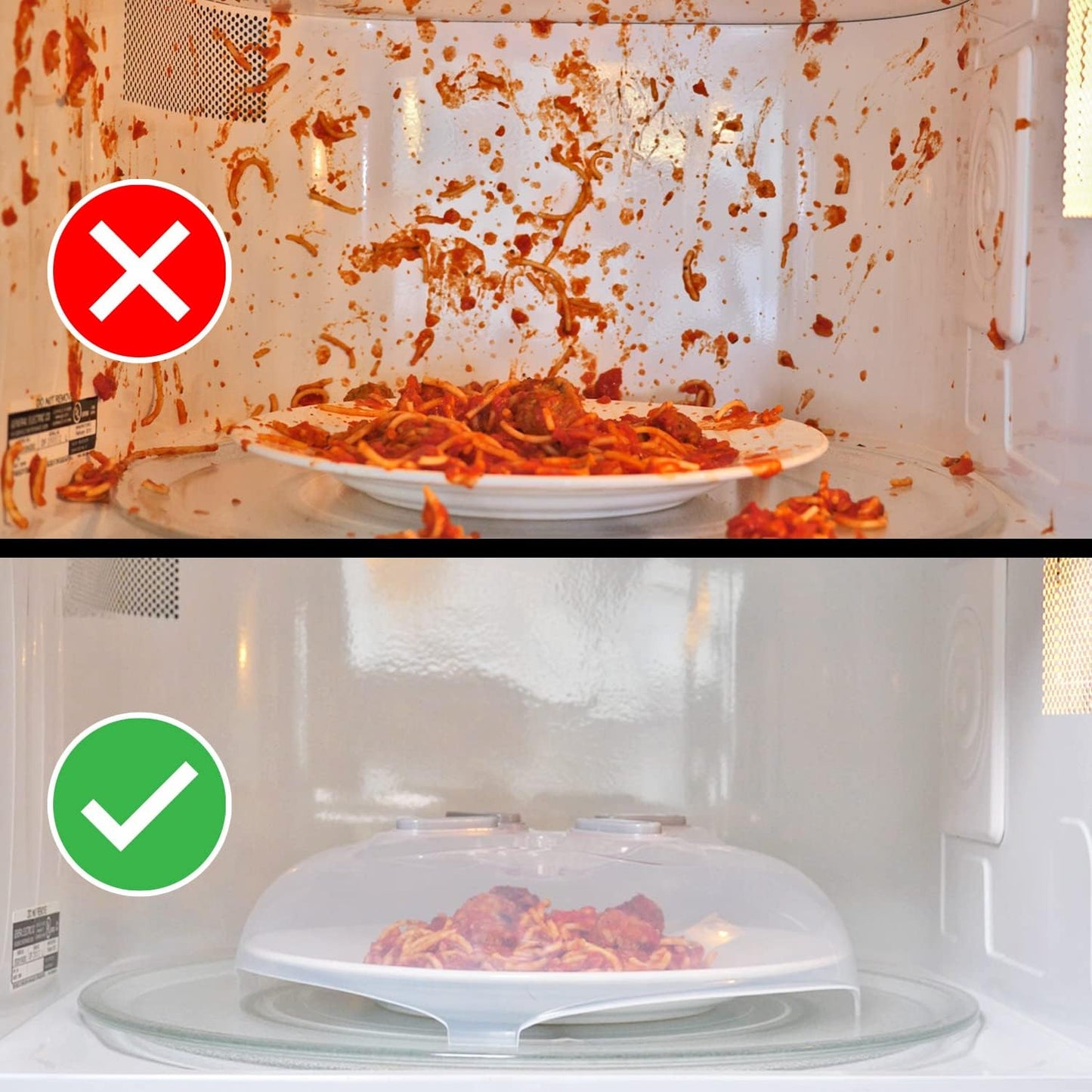 Magnetic Splatter Cover, 12-Inch Clear BPA-Free Food Lid, Vented Plate Guard with Steam Vents, Anti-Splash Microwave Lid, Dishwasher Safe, Space-Saving Magnetic Storage - Gray