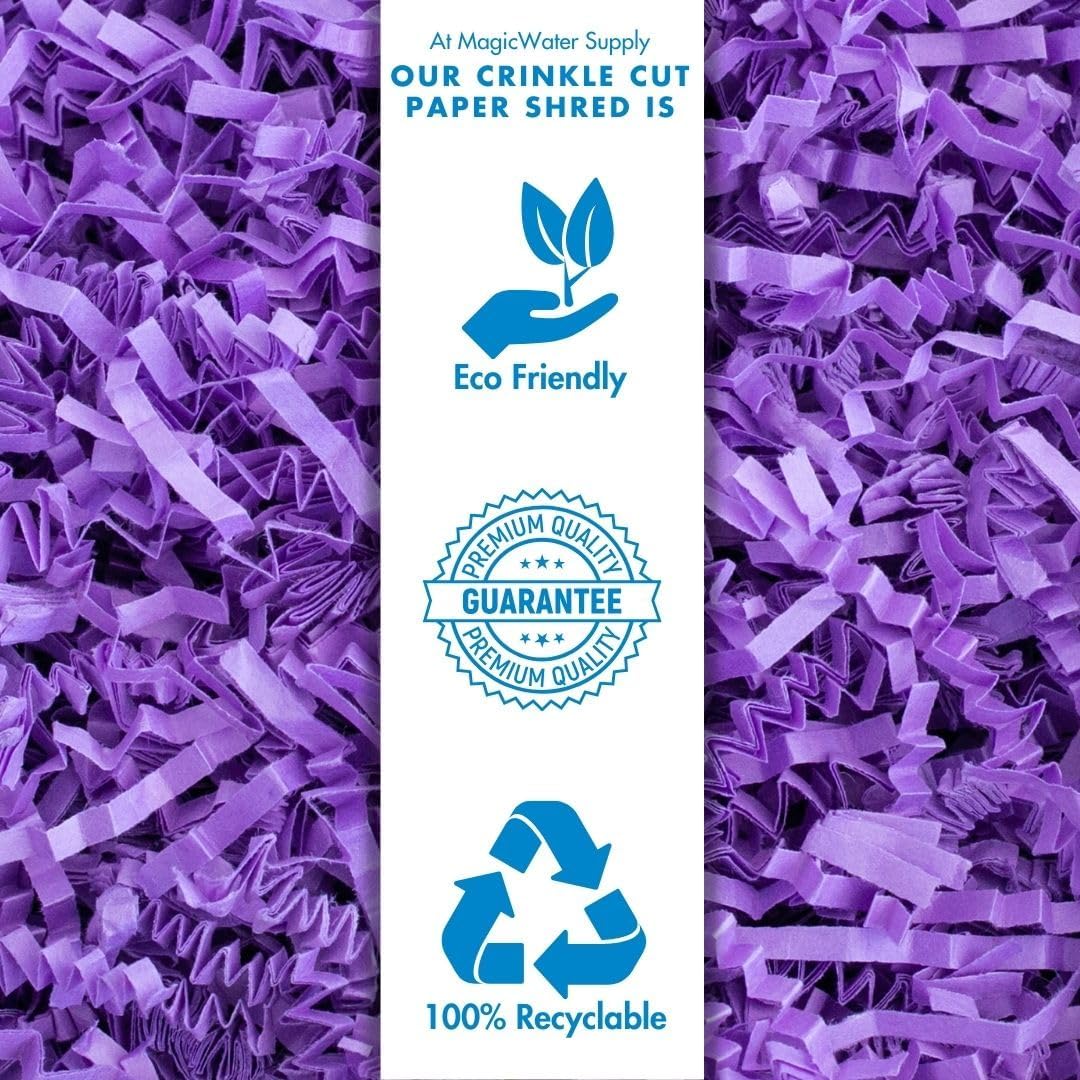 MagicWater Crinkle Cut Paper for Gift Baskets - 2LB - Purple - Perfect for Shredded Paper Filler, Basket Filler, Gift Boxes, Bridesmaid Gifts, Halloween Stuffers & More – Ideal for All Occasions