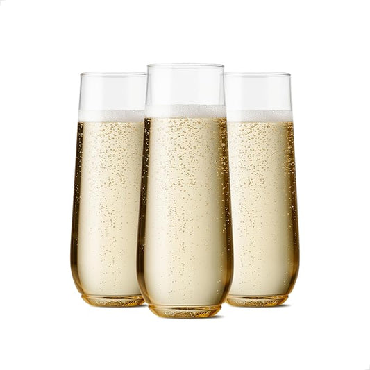 TOSSWARE POP 9oz Flute SET OF 24 Premium Quality, Recyclable, Unbreakable & Crystal Clear Plastic Champagne Glasses