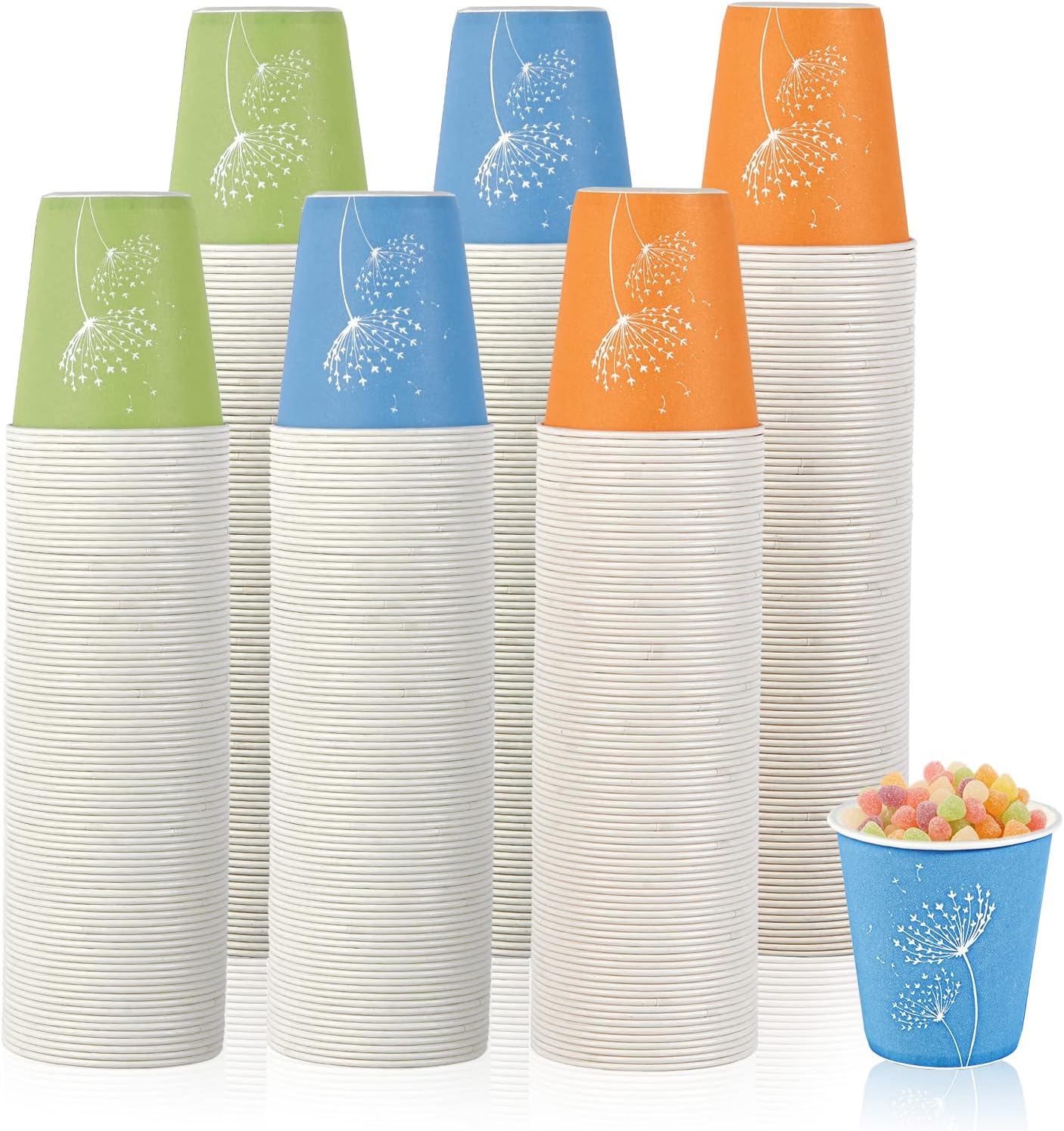 LITOPAK 600 Pack 5 oz Disposable Paper Cups, Colorful Disposable Mouthwash Cups, Small Disposable Cups, Mini Paper Cups for Parties, Picnics, Barbecues, Travel and Events