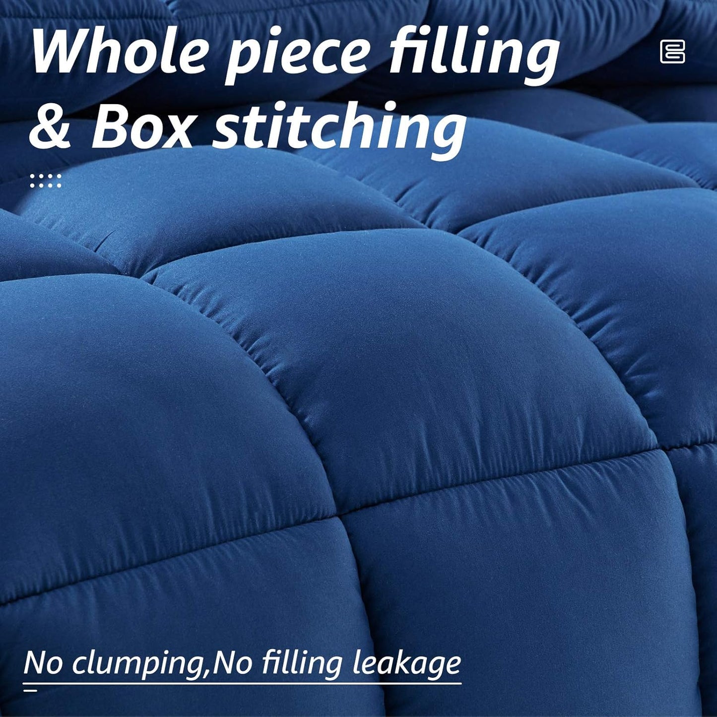 HYLEORY All Season California King Size Bed Comforter - Cooling Down Alternative Quilted Duvet Insert with Corner Tabs - Winter Warm - Machine Washable - Navy Blue,Cal King(96*104)