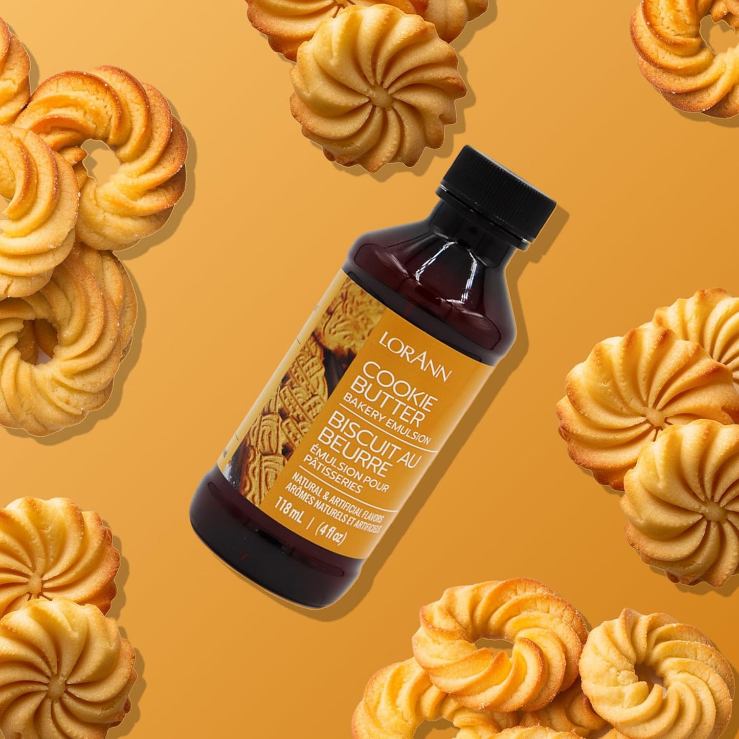 LorAnn Oils Cookie Butter Bakery Emulsion: True Essence, Ideal for Boosting Fruit Tones in Cakes, Cookies & Desserts, Gluten-Free, Keto-Friendly, Extract Substitute Essential for Your Kitchen, 4 Oz