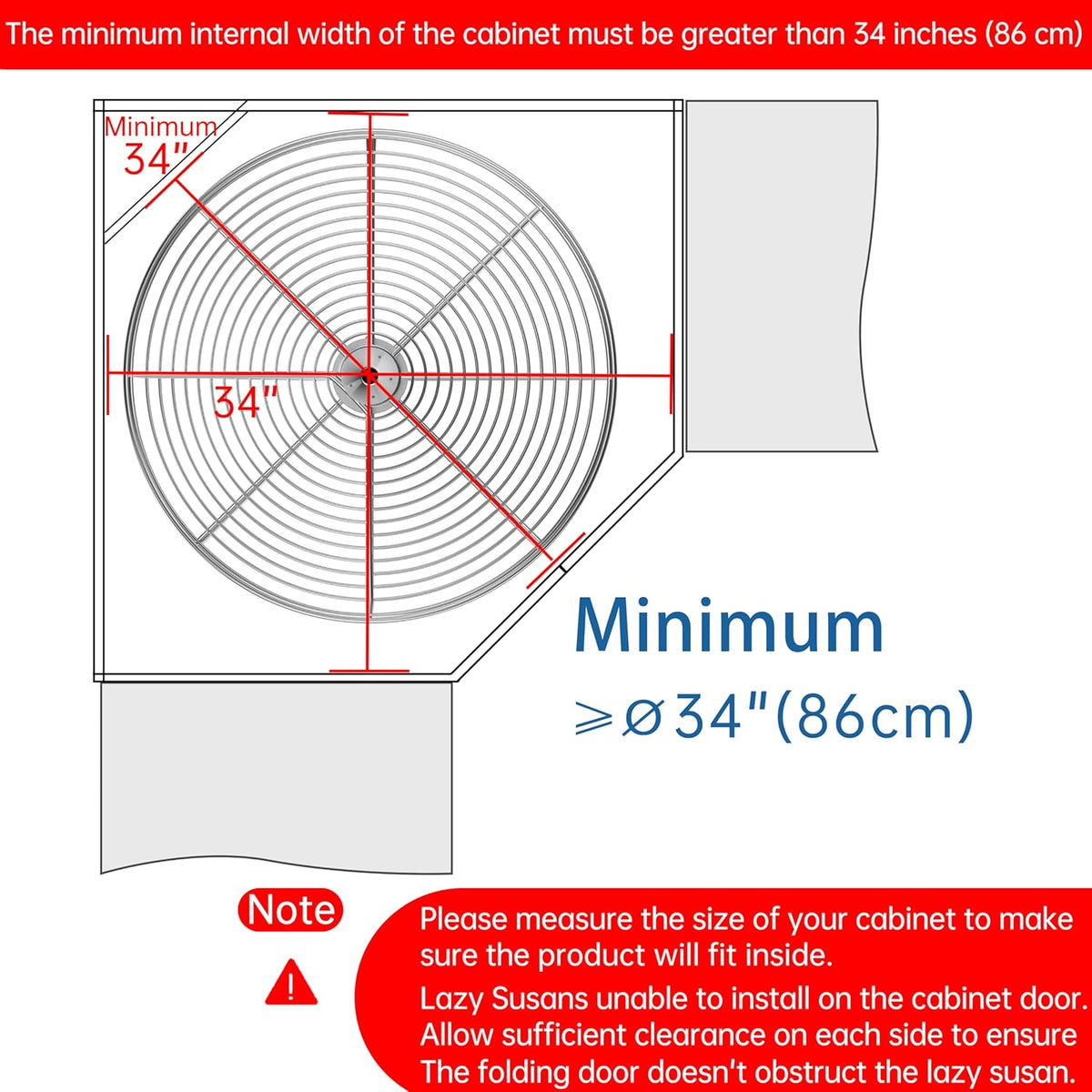 32 1/4" Lazy Susan Turntable for Cabinet, Full Circle Corner Cabinet Lazy Susan Replacement Shelves, Suitable for Minimum Cabinet Size 36 inches, Rotating Rack for Corner Base