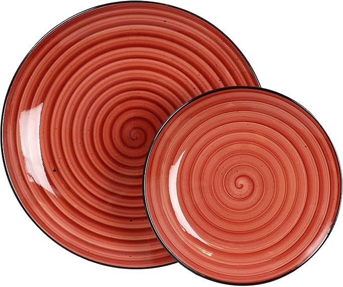 Elama Gia 24 Piece Stoneware Dinnerware Set (Red)
