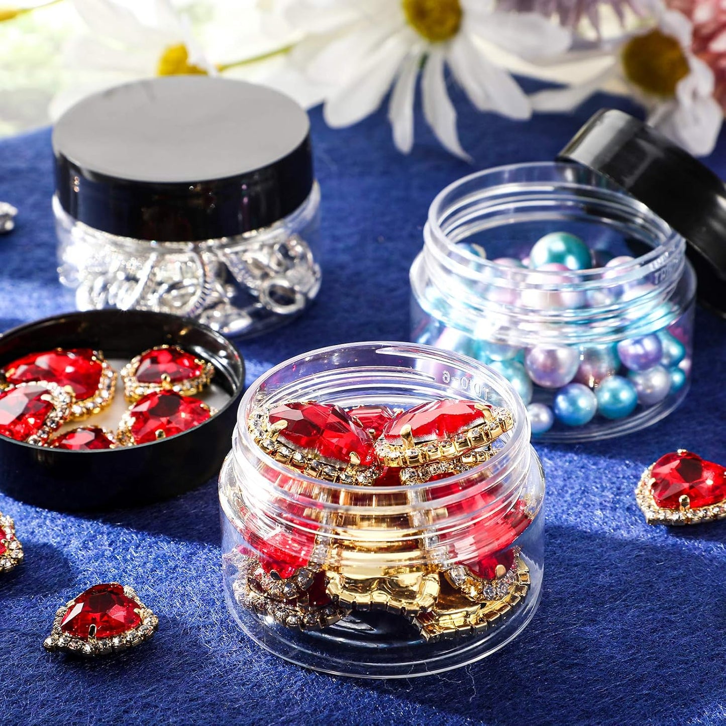 SATINIOR 6 Pack 1 oz Plastic Jars Containers with Lids Wide Mouth Refillable Leakproof Reusable Round Empty Jars for Travel Cosmetic Dry Food Spice Candy Cookie Home Kitchen Organizing (Black)