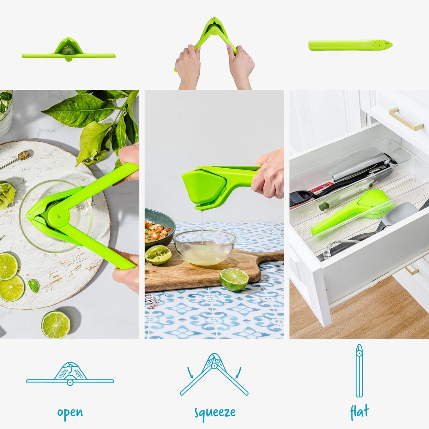 Dreamfarm Original Lime Fluicer Easy-Squeeze Fold-Flat Citrus Juicer - 9 Inch, Suits Lime Only