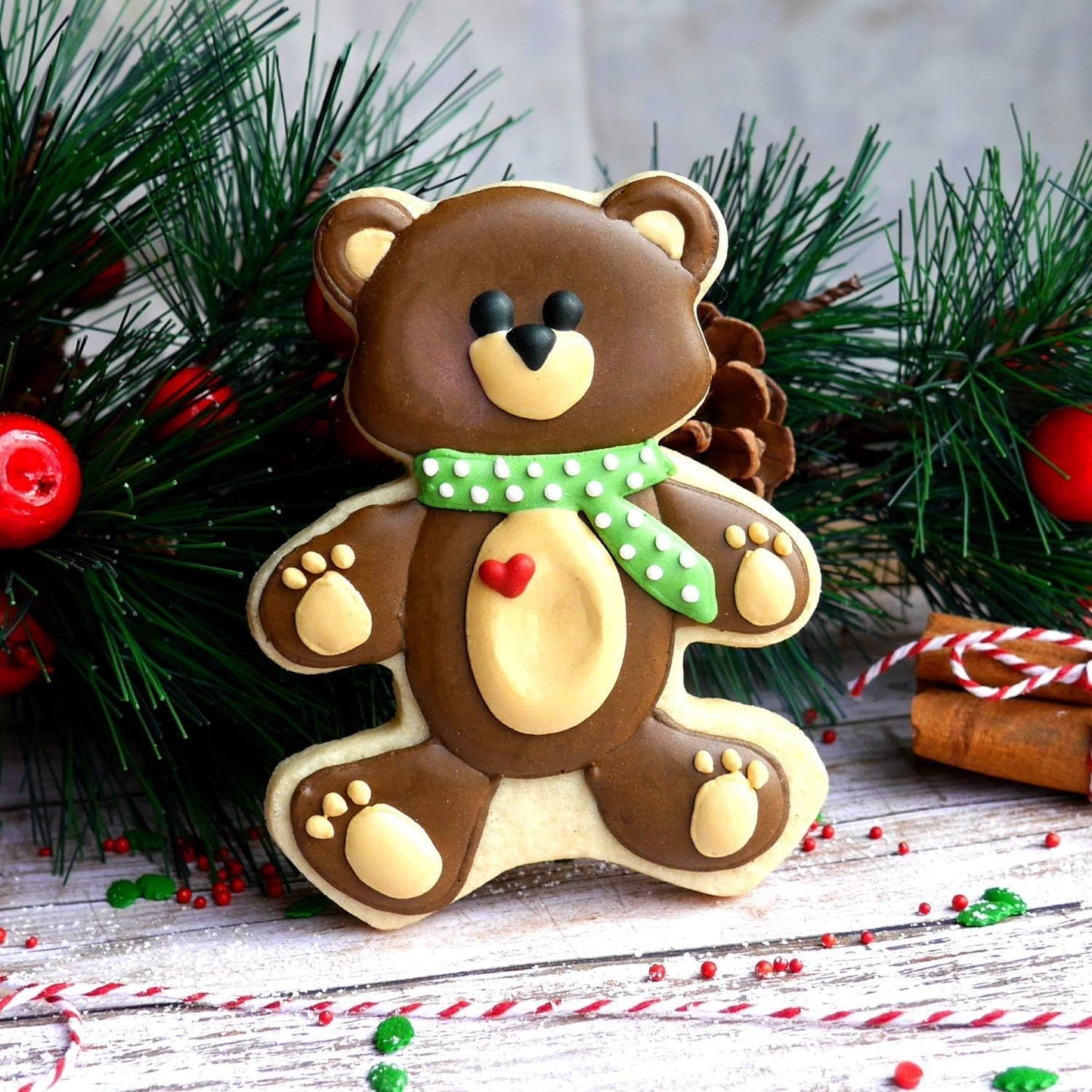 Teddy Bear Cookie Cutter – Sharp & Secure Stainless Steel Cooking Utensils – A Fun Fit for Sandwiches, Pancakes & Fruits – Dishwasher-Safe Bakery Supplies by Sweet Cookie Crumbs (4.0” T x 3.1” W)