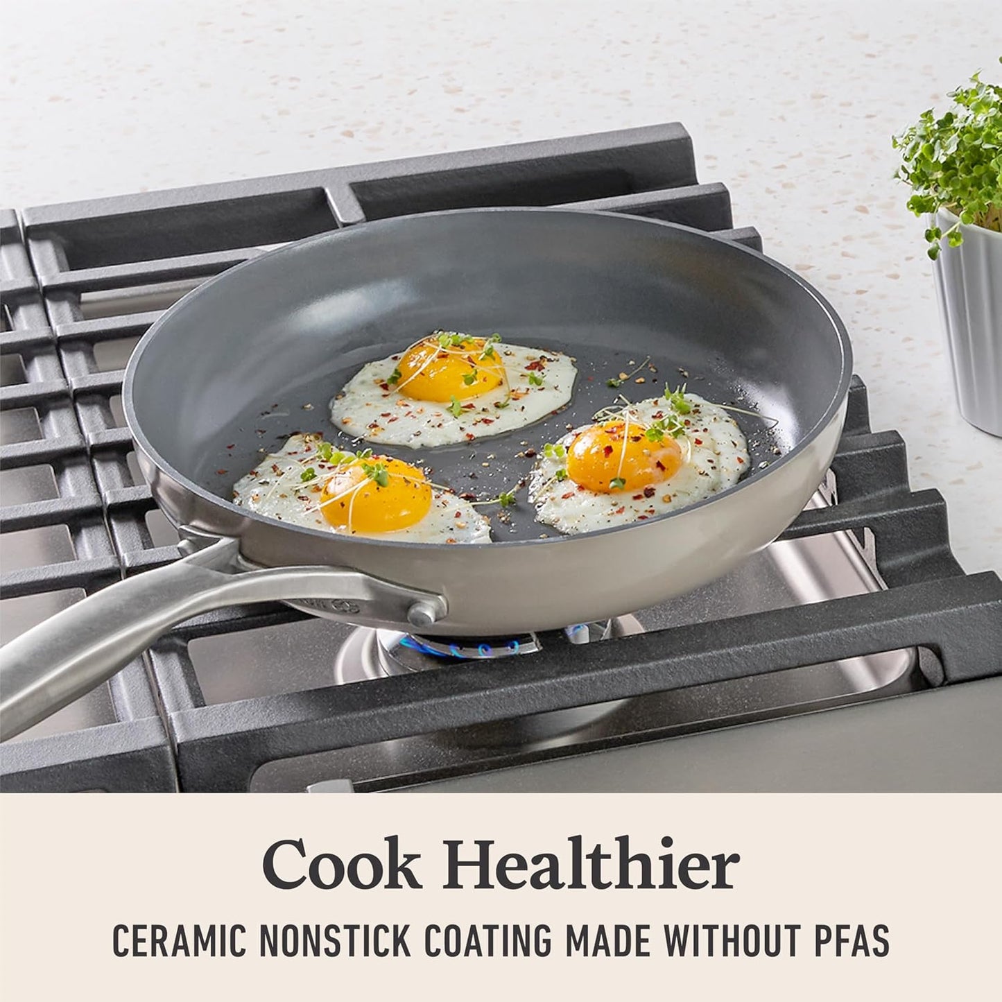 Calphalon® Premier Ceramic Nonstick 5-Piece Cookware Set, Mushroom Grey