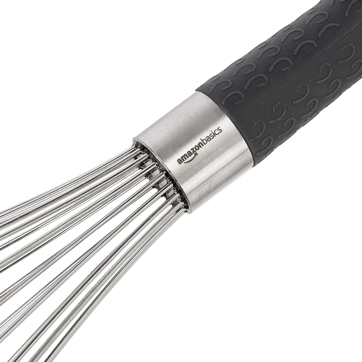 Amazon Basics Stainless Steel Wire Whisk Set for Cooking, Dishwasher Safe, 3 Piece, Black/Silver