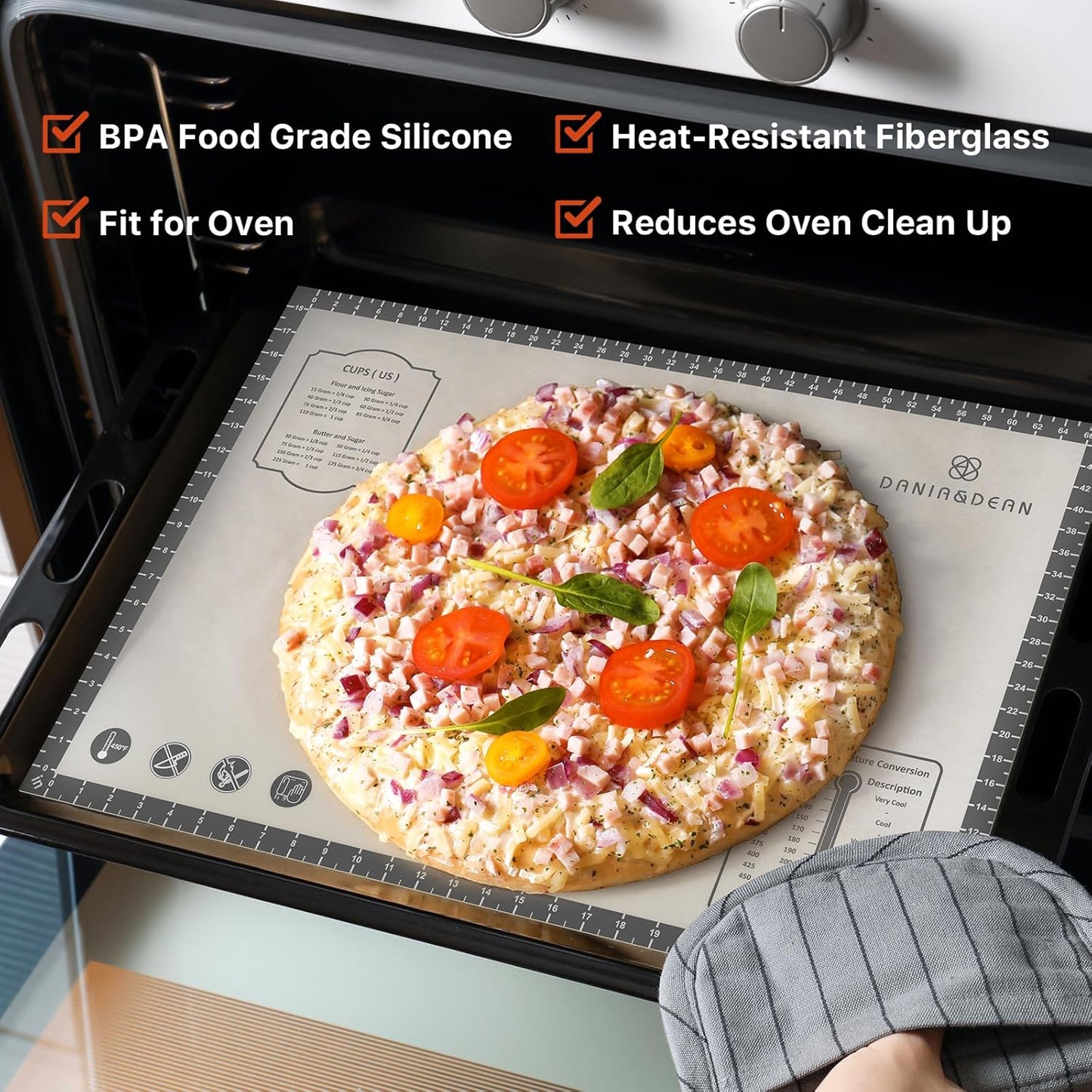 Silicone Mat, 24 x 36inch Extra Large Non-stick Pastry Baking Mat with Measurement, Resuable Thick Cookie Sheet Counter Mat, Dough Rolling Mat, Oven Liner, Fondant/Pie Crust Mat
