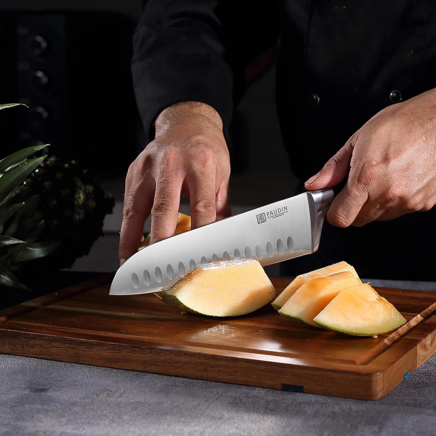 PAUDIN Santoku Knife, Switzer Kitchen Knife 7 Inch, Ultra Sharp Knife- Forged High Carbon German Stainless Steel, Professional Chefs Knife with Ergonomic Handle, Gifts for Holiday