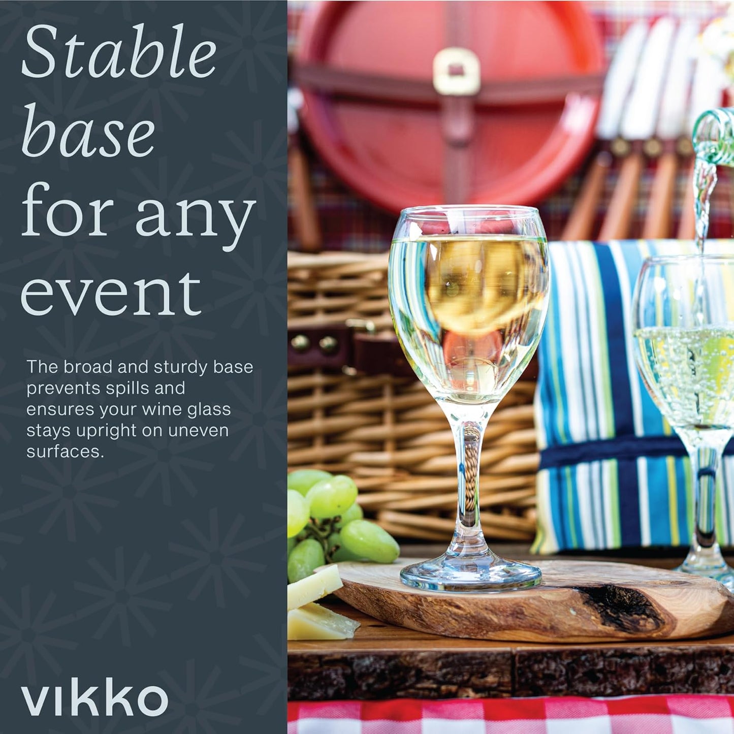 Vikko 8.5 Ounce Glass Wine Glasses Set of 12 - Small Stemmed Glasses for Red and White Wine, Clear, Thick and Durable