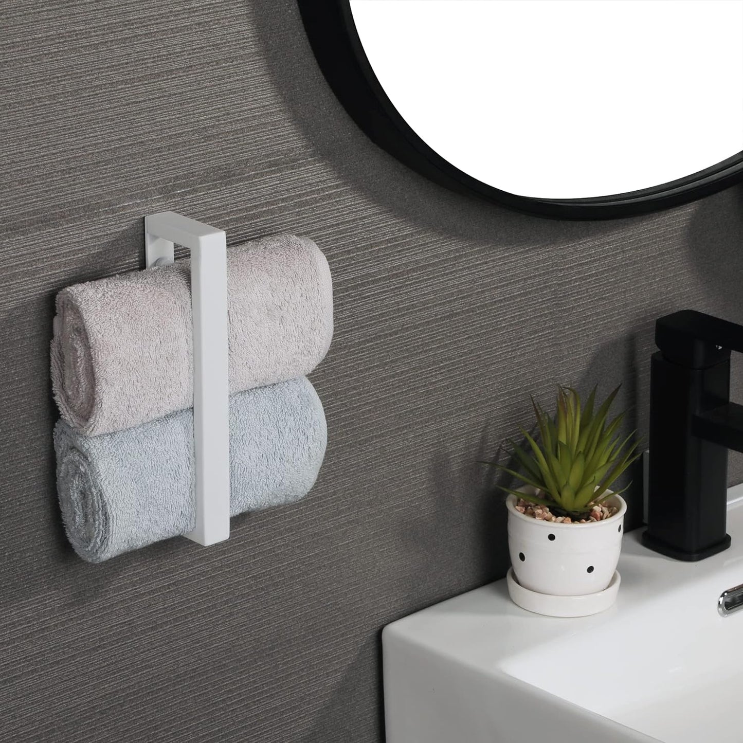 Alise Bath Towel Bar,Wall Mount Towel Holder Towel Rack Towel Hanger for Bathroom Lavatory,8 Inch SUS304 Stainless Steel Towel Rail,White Finish GJF020-W