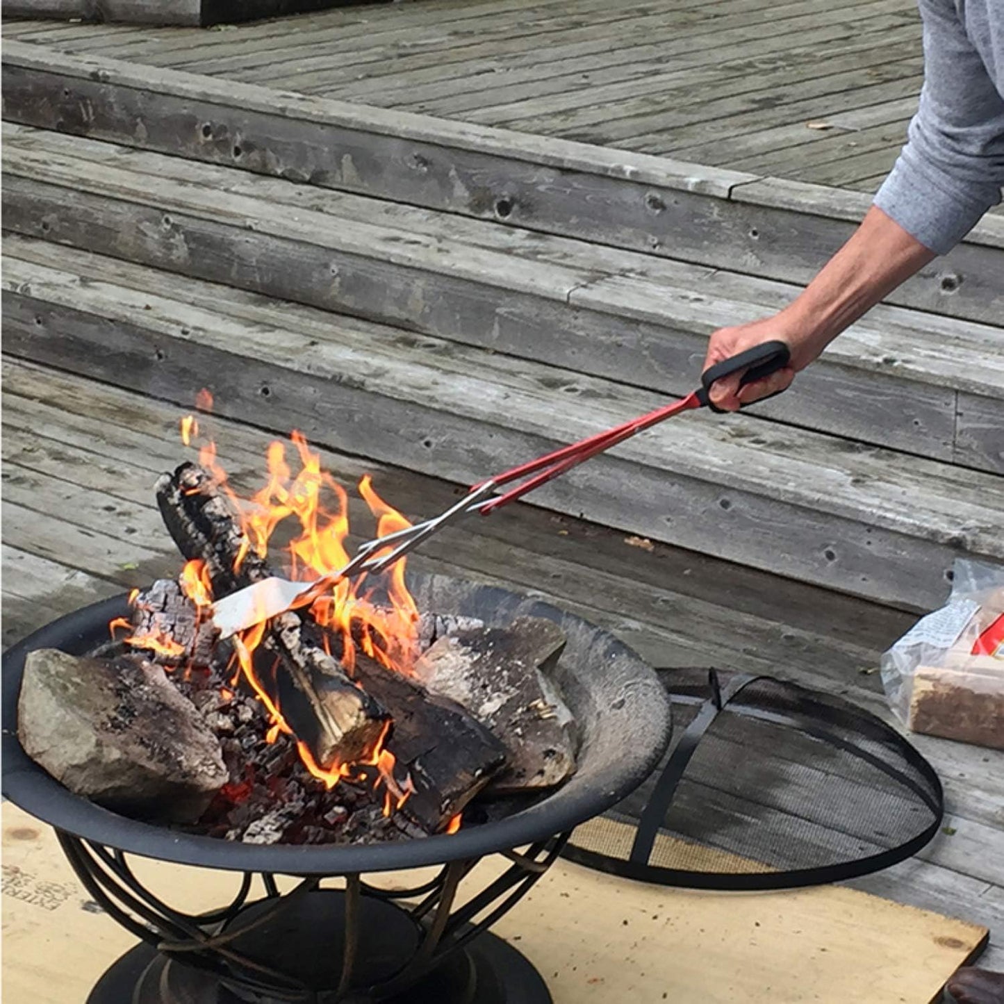 BBQ Croc 3 in 1 Barbecue Tool 26-inch - Extra Light and Super Long Heavy Duty Tongs, Spatula and Grill Scraper (Red) - Longest BBQ Tool Ever!