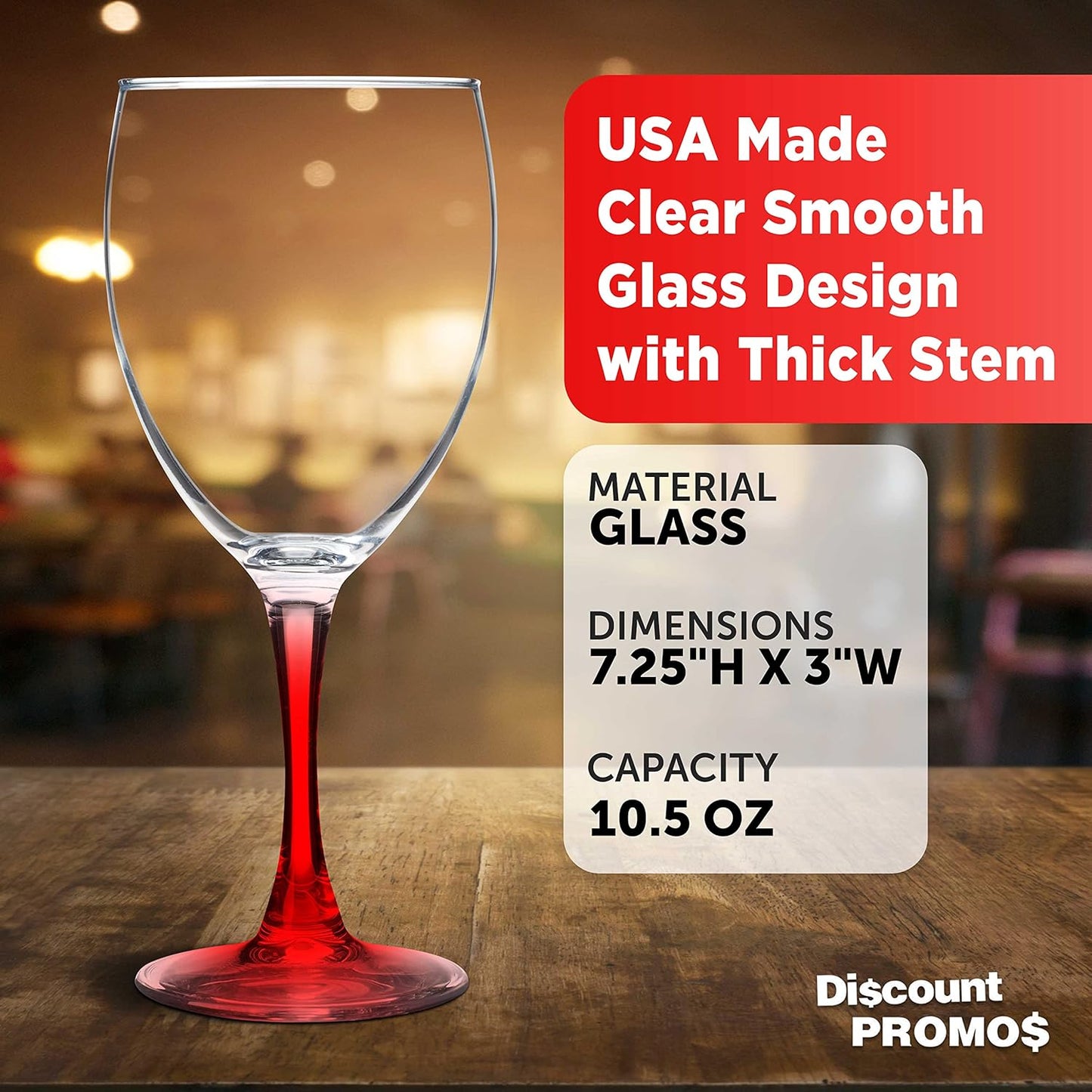 DISCOUNT PROMOS Nuance Wine Glasses by ARC 10.5 oz. Set of 10, Bulk Pack - Restaurant Glassware, Perfect for Red Wine, White Wine, Cocktails - Red