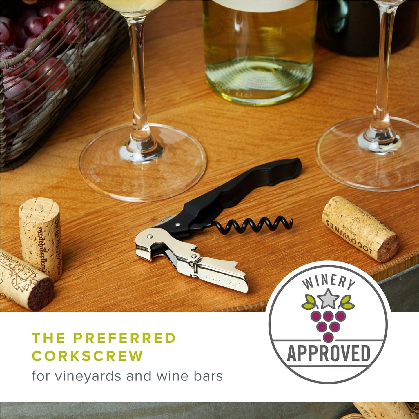 True Brands TrueTap Double Hinged Waiters Corkscrew, Top-notch Stainless Steel Opener with Foil Cutter Built to Last Wine Key Red, Set of 1