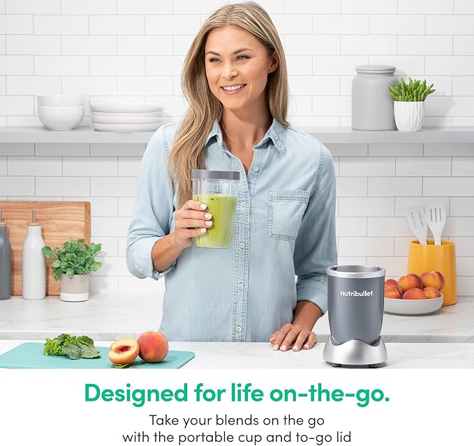 nutribullet Personal Blender,Shakes,Smoothies,Food Prep,and Frozen Blending,24 Ounces,600 Watt,Gray,NBR-0601WM,(Pack of 2)