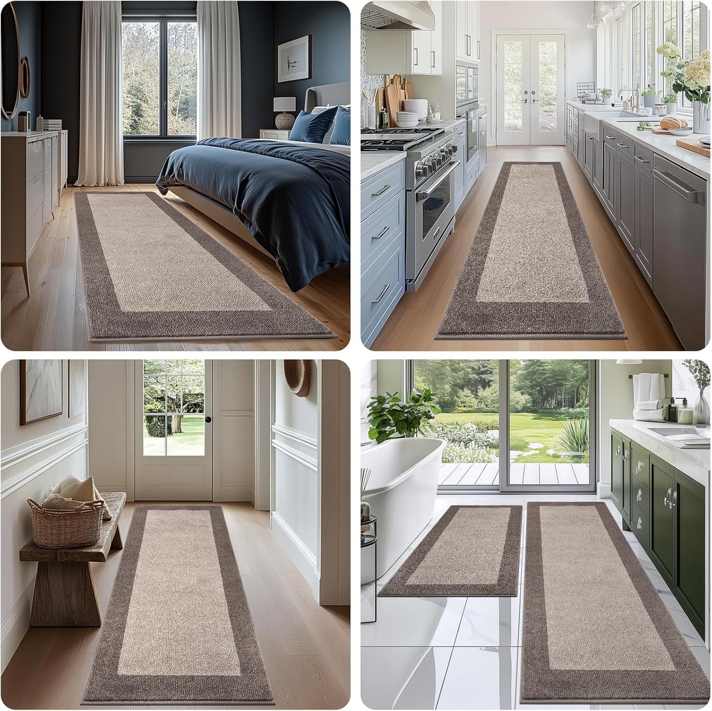 Machine Washable Kitchen Rug 24" x 36", Non Slip Kitchen Mat for Floor, Absorbent Entrance Throw Rug for Bedroom, Hallway, Bathroom, Door