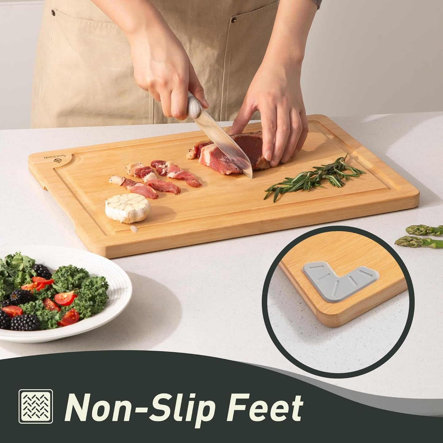Bamboo Cutting Board Set Non Slip Feet with Holder Over Sink Kitchen Gadgets Seller 2025 First Apartment Must Haves Things Stuff Accessories House Warming Decor Housewarming Hostess Host Gifts