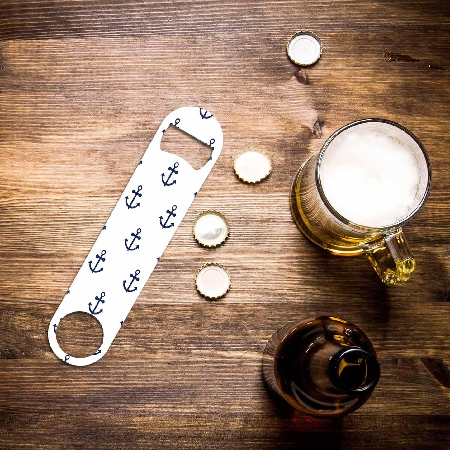 Anchors Stainless Steel Bottle Opener Nautical Anchor Hook Marine Cruise Symbol Boat or Ship Flat Beer Bottle Opener Keychain for Home Kitchen Bar Restaurant Party Birthday Gift