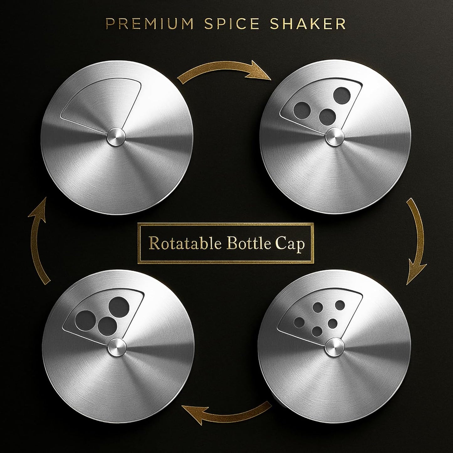 4-Piece Premium Stainless Steel Salt and Pepper Shakers Set – Adjustable Pour Holes Spice Dispenser for Salt, Sugar, Cinnamon, and Pepper – Stylish Kitchen Seasoning and Spice Shaker Set (Red)