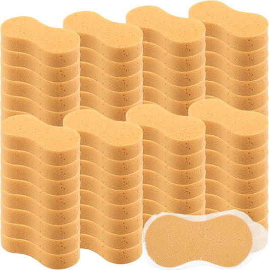 Vesici 60 Pack Car Wash Sponges Large Sponges Bulk Big All-Purpose Scrubber Thick Foam Car Cleaning Supplies for Washing Boat Kitchen Household with Single Vacuum Compressed Packing (Earthy Yellow)