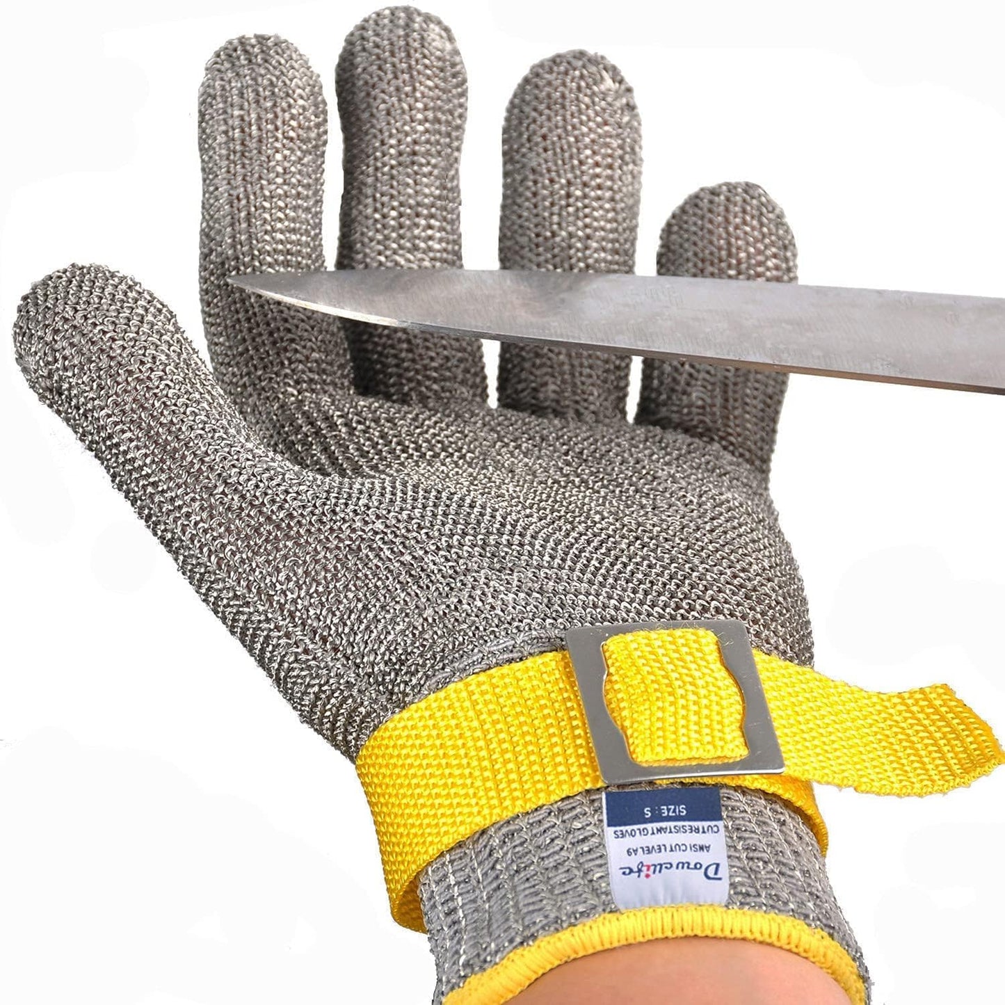 Dowellife ANSI A9 Cut Resistant Glove Food Grade, Stainless Steel Mesh Metal Knife Cutting Glove for Butcher Oyster Shucking Kitchen Mandoline Chef Slicing Fish Fillet (Medium)
