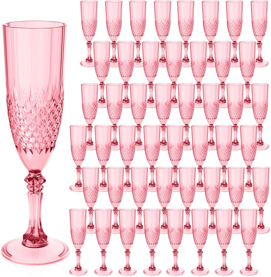 Plastic Champagne Flutes, 48PCS Red Plastic Wine Glasses Goblets Reusable Champagne Flute for Weddings, Bachelor Parties, Toasting, and Events(48,Red)