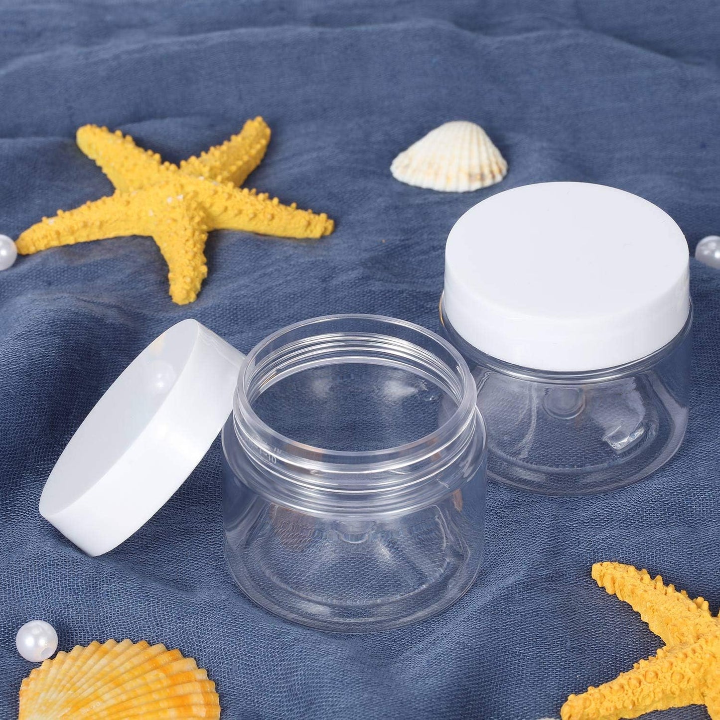 6 Pack 6 oz Plastic Jars Containers with Lids Wide-mouth Refillable Leakproof Reusable Round Empty Jars for Travel Cosmetic Dry Food Spice Cookie Candy Home Kitchen Organizing (White)