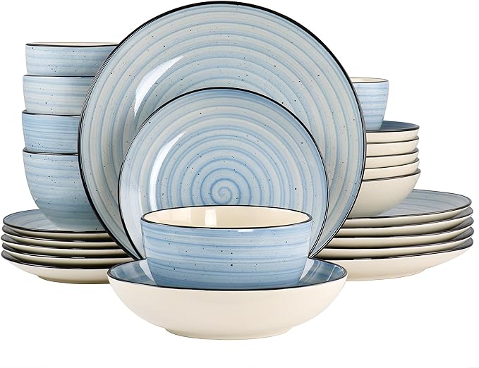 Elama Gia 24 Piece Stoneware Dinnerware Set (Light Blue)