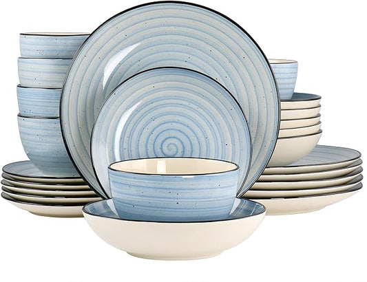 Elama Gia 24 Piece Stoneware Dinnerware Set (Light Blue)