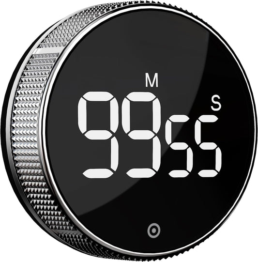 BlueSnail Kitchen Timer with LED Digital Display Smart Efficana for Home Classroom Gym Office, Volume and Brightness Adjustable Productivity Timer (Silvery)