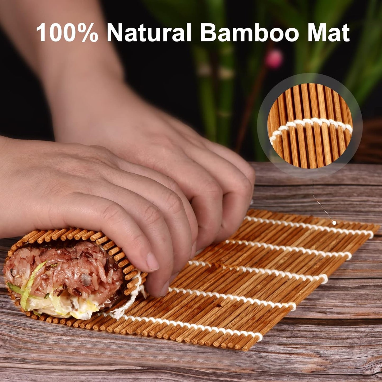 9.5"x9.5"Bamboo Sushi Rolling Mat,kimbap roller(2 PCS)